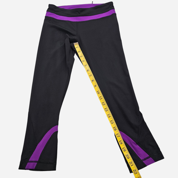 Lululemon Leggings Womens Size 6 Black Purple Run Inspire Crop II - Picture 3 of 11